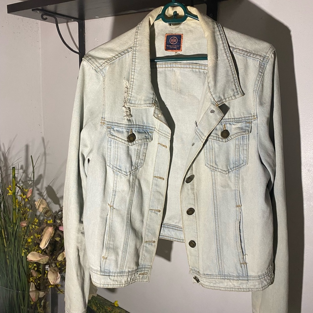 Distressed jean jacket